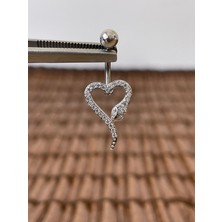 316 L Cerrahi Çelik Şık 10 mm Zirkon Taş Yılan Model Göbek Piercingi