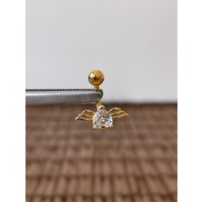 316 L Cerrahi Çelik Şık 10 mm Zirkon Taşlı Melek Kanadı Göbek Piercingi