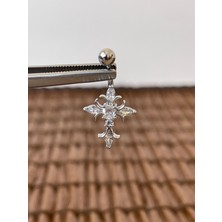 316 L Cerrahi Çelik Şık 10 mm Baget Taşlı Haç Model Göbek Piercingi