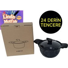 7 Parça Bakalit Kulplu Cam Kapaklı Döküm Tencere Seti
