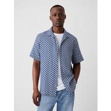 Gap Erkek Mavi Desenli Patchwork Gömlek