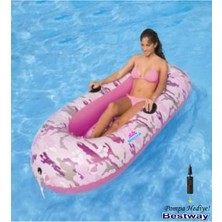 UltraNova Renkli desenli 2 kişilik şişme bot, 196x114 cm, pembe, 6-8 yaş için ideal