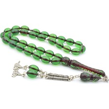 Iri Boy Beyzi Kesim Koyu Yeşil Toz Kehribar Tesbih