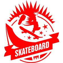 Skate Board Sticker 17X17 cm Kırmızı