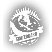 Skate Board Sticker 17X17 cm Beyaz