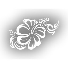 Hibiskus Çiçeği Sticker 17X17 cm Beyaz