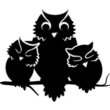 Sevimli Baykuşlar Sticker 17X17 cm Siyah