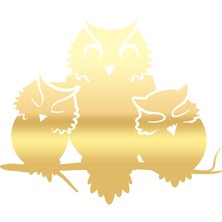 Sevimli Baykuşlar Sticker 17X17 cm Gold