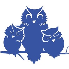 Sevimli Baykuşlar Sticker 17X17 cm Mavi