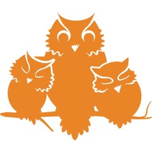 Sevimli Baykuşlar Sticker 17X17 cm Turuncu