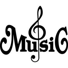 Müzik ve Nota Sticker 17X17 cm Siyah