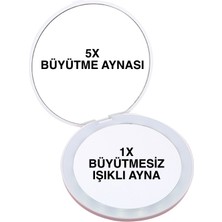 Land Of Myth LOM2062- 16 LED Işıklı 1X-5X Şarj Edilebilir Cep - Çanta Makyaj Aynası (Beyaz)