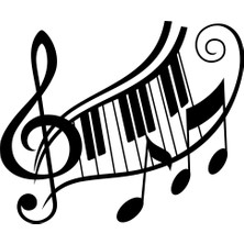 Müzik ve Nota Sticker 17X17 cm Siyah