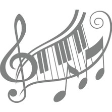 Müzik ve Nota Sticker 17X17 cm Gri