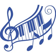 Müzik ve Nota Sticker 17X17 cm Mavi