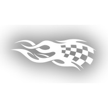 Alev Racing Sticker 17X17 cm Beyaz