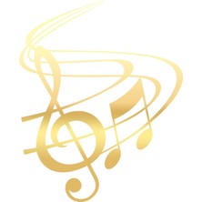 Müzik ve Nota Sticker 17X17 cm Gold
