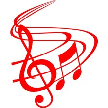 Müzik ve Nota Sticker 17X17 cm Kırmızı