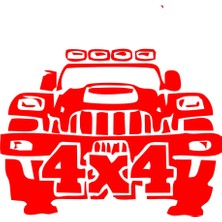 4x4 Off Road Jeep  Sticker 17X17 cm Kırmızı