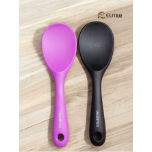 TeknoTrust Yüksek Isıya Dayanıklı Siyah Silikon Pilav Kaşığı, 2'li Set, dayanıklı ve şık tasarım