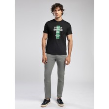 Lee Cooper Ric Erkek %100 Pamuk O Yaka T-Shirt Siyah