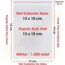Carpcorn 13X10+5 CM. (13X15) 1. 000 Adet Şeffaf Bantlı Yapışkanlı Opp Poşet