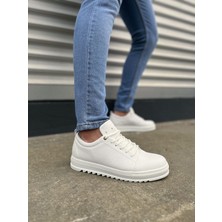 Beyaz Cool Bağcıklı Cilt Erkek Günlük Spor Klasik Ayakkabı