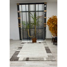 Modern Desenli Fildişi Kahverengi Halı 160*220