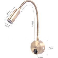 Unncanny Duvara Monte Okuma Lambası Duvar Lambası Hortum Başucu Lambası Anahtarı Kontrol Minimalist Tarzı Duvar Lambası (Altın Ab Tak) (Yurt Dışından)
