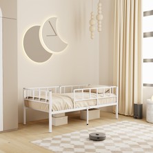 Zenit Metal Karyola Beyaz 90X200 Cm, Korkuluklu Karyola, Daybed