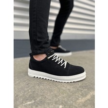 Siyah Beyaz Cool Bağcıklı Süet Erkek Günlük Spor Klasik Ayakkabı