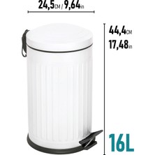 Eforeca Vintage Çöp Kovası Çizgili Beyaz 16 Lt