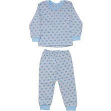 Erkek Bebek Mavi Yıldız Baskılı Çıtçıtlı Pijama Takımı