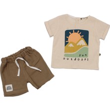 Erkek Bebek Ekru Haki Güneş Fun Outdoors Yazılı 2'li Takım