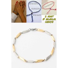 Sarı Beyaz Renk Kare Küp Model Erkek Çelik Bileklik Künye eck05bsrb