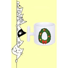 O Harf Yeni Yıl Noel Yılbaşı Tasarım Baskılı Beyaz T Sap Kupa Bardak