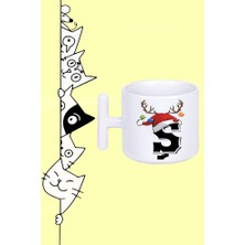 Ş Harf Noel Yeni Yıl Yılbaşı Tasarım Baskılı Beyaz T Sap Kupa Bardak