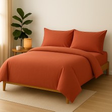 Tek Kişilik %100 Pamuk Nevresim Takımı 160 x 220 cm , Lastikli Çarşaflı Set, Gül Kurusu