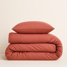 Tek Kişilik %100 Pamuk Nevresim Takımı 160 x 220 cm , Lastikli Çarşaflı Set, Gül Kurusu