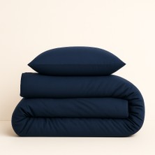 Tek Kişilik %100 Pamuk Nevresim Takımı 160 x 220 cm , Lastikli Çarşaflı Set, Lacivert