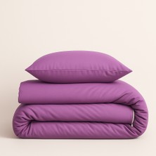 Tek Kişilik %100 Pamuk Nevresim Takımı 160 x 220 cm , Lastikli Çarşaflı Set, Lila