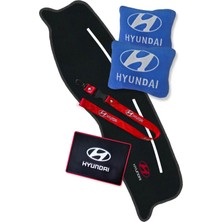 Tusba Market Hyundai Accent Yumurta Kasa Uyumlu Siyah Torpido Koruma Halısı & Hyundai Nakışlı Mavi Polar Yastık 2'li & Hyundai Araç Aksesuar Seti
