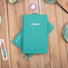 13x21 cm Turkuaz Deri Sert Kapak Noktalı Tarihsiz Dikişli Defter