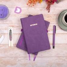 13x21 cm Mor Deri Sert Kapak Noktalı Tarihsiz Dikişli Defter