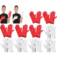 ForWhat  Gösteri Çocuk Kostümü İçin 5çift Beyaz 5çift Kırmızı Eldiven Seti