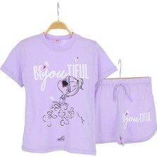 Kız Çocuk Takım Şortlu Baskılı