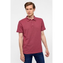 Koyu Bordo Regular Armürlü Polo Yaka Tişört