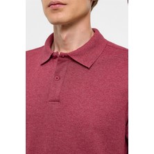 Koyu Bordo Regular Armürlü Polo Yaka Tişört
