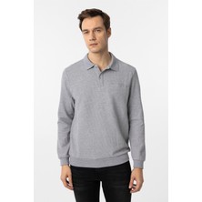 Gri Regular Armürlü Polo Yaka Triko