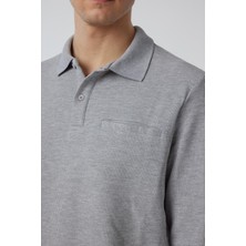 Gri Regular Armürlü Polo Yaka Triko